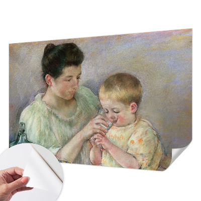 Peel and stick wall mural with a parental care design