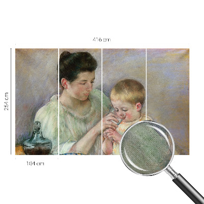 Peel and stick wall mural with a parental care design