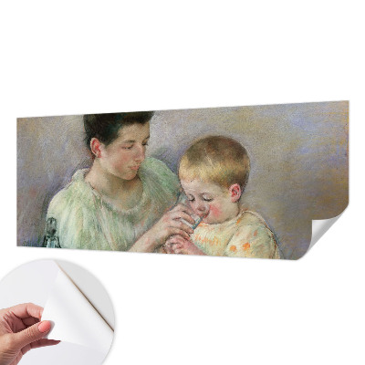 Peel and stick wall mural with a parental care design