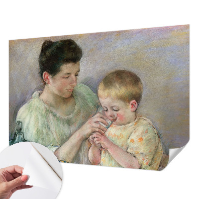 Peel and stick wall mural with a parental care design