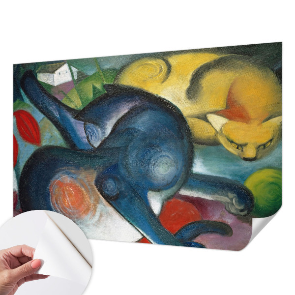 Peel and stick wallpaper mural featuring cat artwork