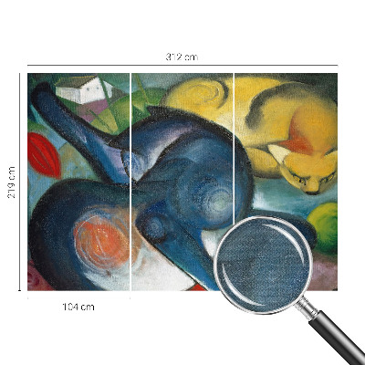 Peel and stick wallpaper mural featuring cat artwork