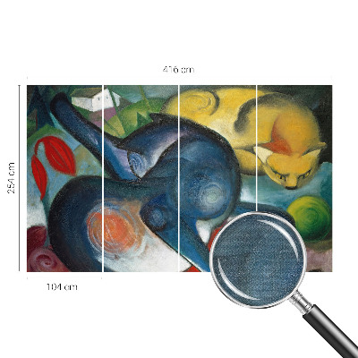 Peel and stick wallpaper mural featuring cat artwork