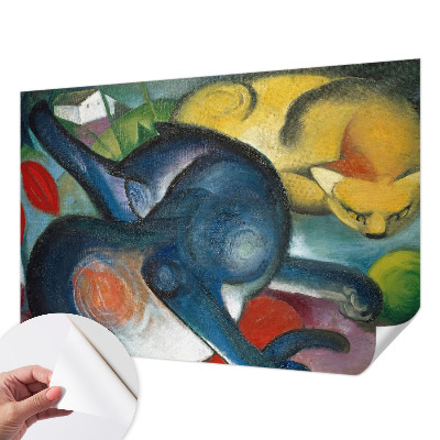Peel and stick wallpaper mural featuring cat artwork