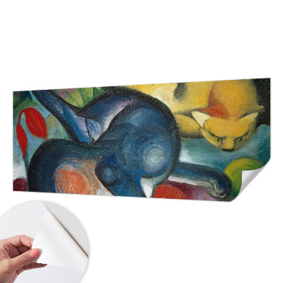 Peel and stick wallpaper mural featuring cat artwork