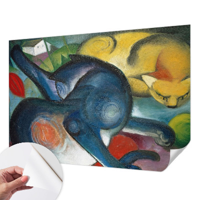 Peel and stick wallpaper mural featuring cat artwork