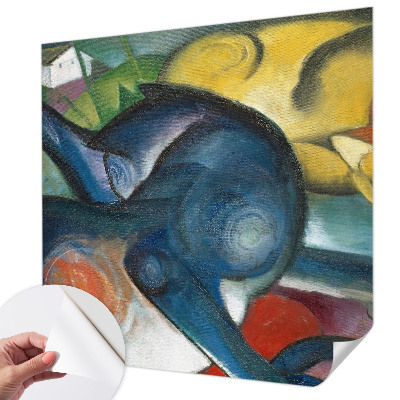 Peel and stick wallpaper mural featuring cat artwork