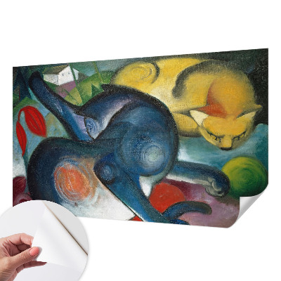 Peel and stick wallpaper mural featuring cat artwork