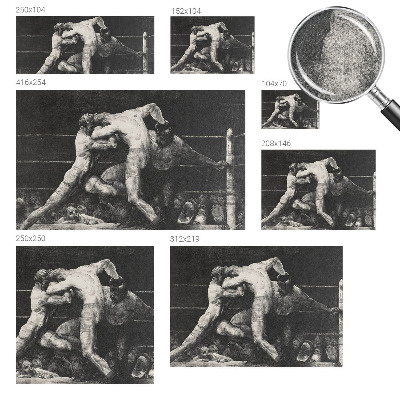 Self-adhesive wall mural featuring a boxers' duel