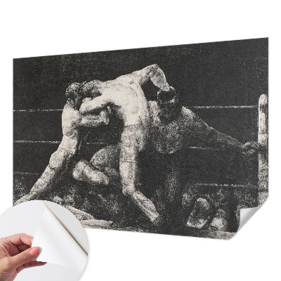 Self-adhesive wall mural featuring a boxers' duel