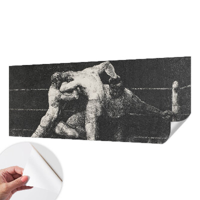 Self-adhesive wall mural featuring a boxers' duel