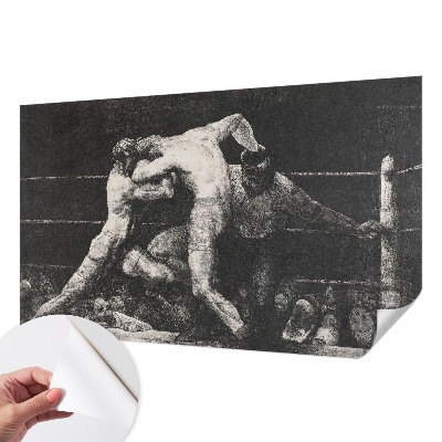 Self-adhesive wall mural featuring a boxers' duel