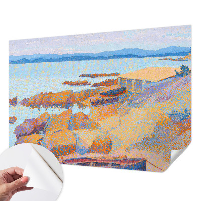 Removable wall mural with a sea view motif