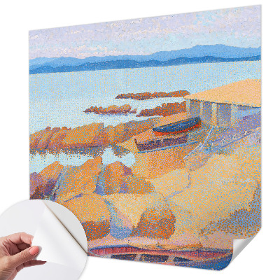 Removable wall mural with a sea view motif