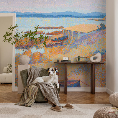 Removable wall mural with a sea view motif