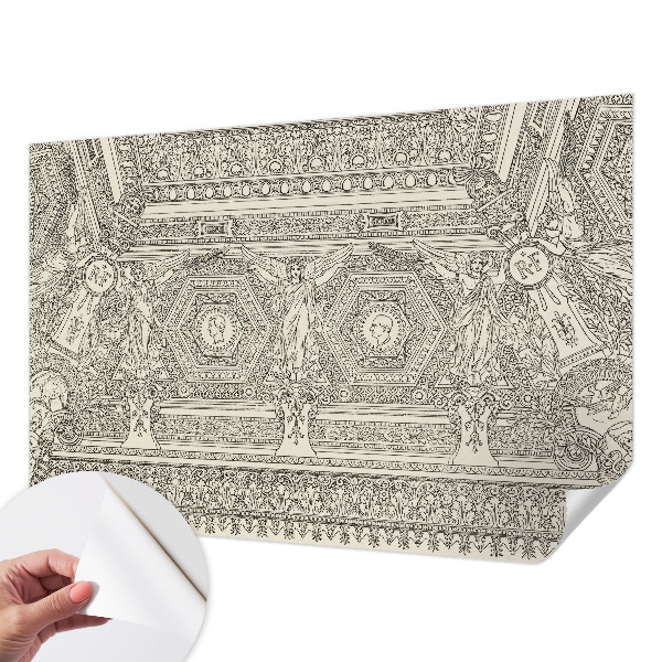 Removable wall mural wallpaper with a classic ornament design