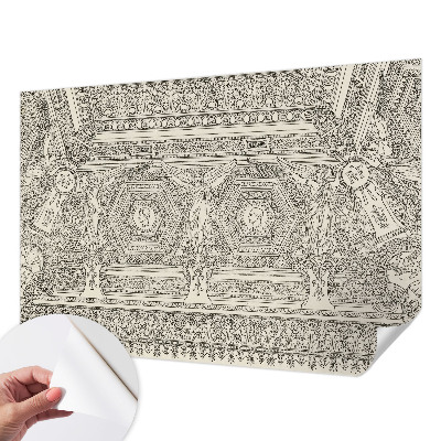 Removable wall mural wallpaper with a classic ornament design