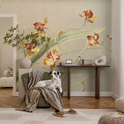 Peel and stick wall mural with a classic orchids design suitable for bedrooms