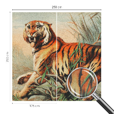 Peel and stick wall mural for kids' room with a tiger and nature motif