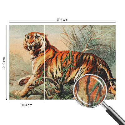 Peel and stick wall mural for kids' room with a tiger and nature motif