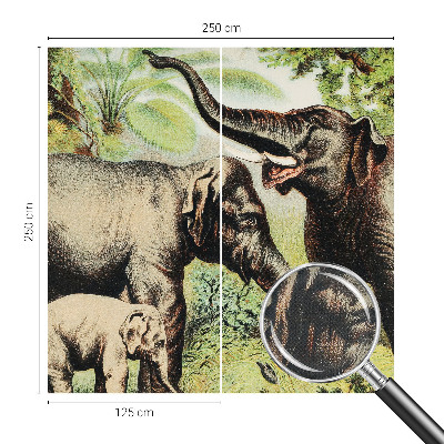 Peel and stick wall mural for living room featuring a family of elephants