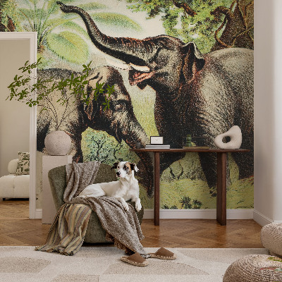 Peel and stick wall mural for living room Family elephants