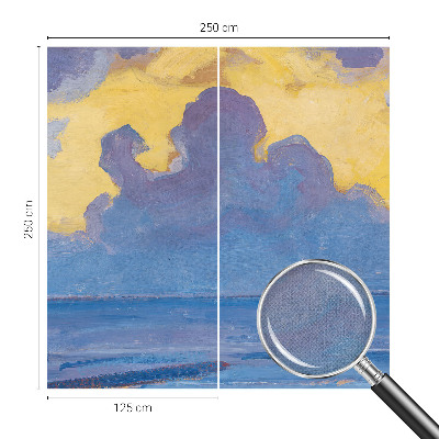 Children's wall mural with a cloudscape design
