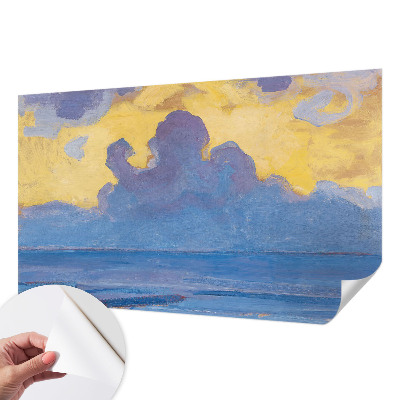 Children's wall mural with a cloudscape design