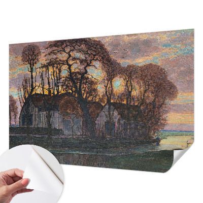Nursery wall mural featuring an evening landscape