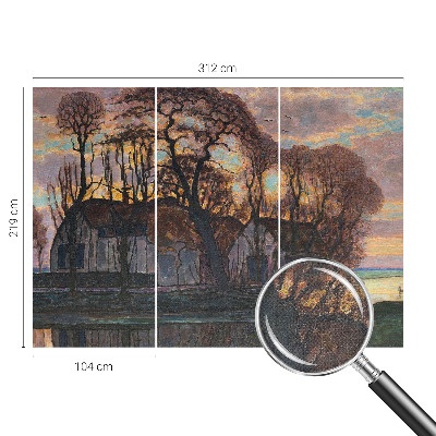 Nursery wall mural featuring an evening landscape