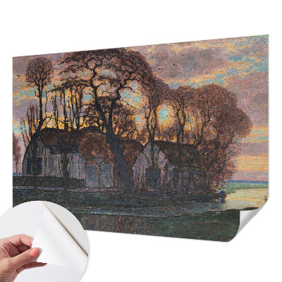 Nursery wall mural featuring an evening landscape