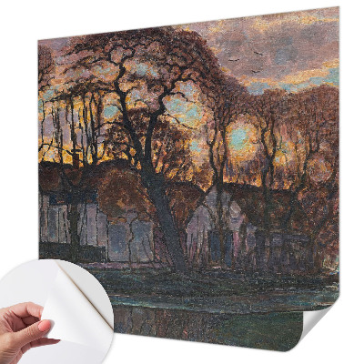 Nursery wall mural featuring an evening landscape