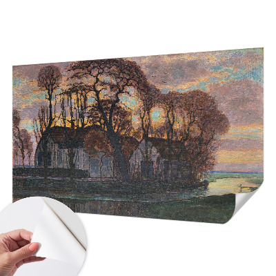 Nursery wall mural featuring an evening landscape