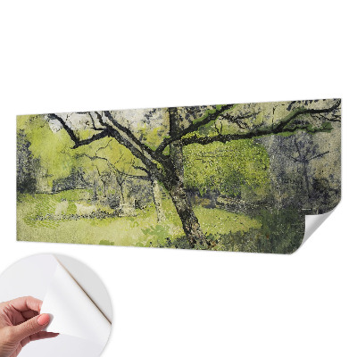 Baby room wall mural with a spring park design