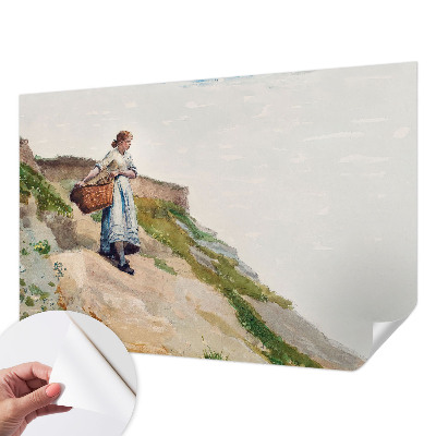 Self-adhesive wall mural featuring a female landscape motif