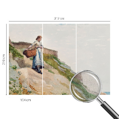 Self-adhesive wall mural featuring a female landscape motif