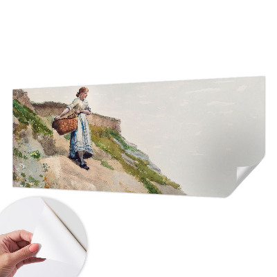 Self-adhesive wall mural featuring a female landscape motif