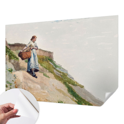 Self-adhesive wall mural featuring a female landscape motif