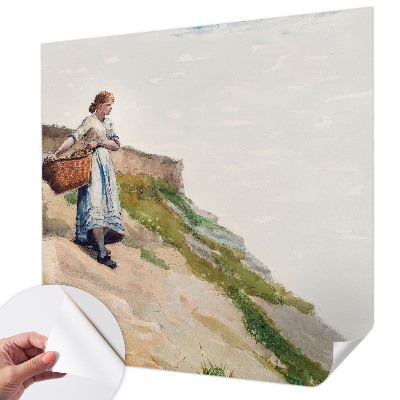 Self-adhesive wall mural featuring a female landscape motif