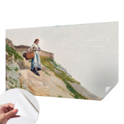 Self-adhesive wall mural featuring a female landscape motif
