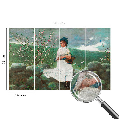 Self-adhesive photo wallpaper with a flowery peace design