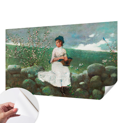 Self-adhesive photo wallpaper with a flowery peace design