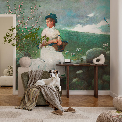 Self-adhesive photo wallpaper with a flowery peace design