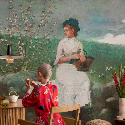 Self-adhesive photo wallpaper with a flowery peace design