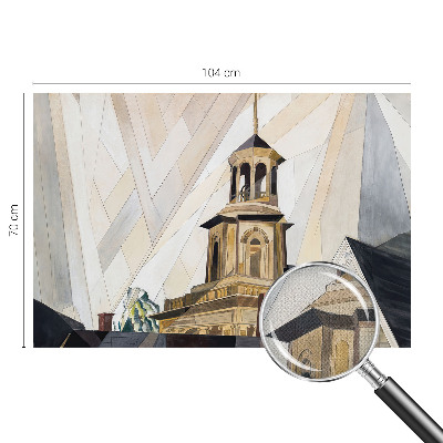 Removable wall mural featuring an architectural tower motif
