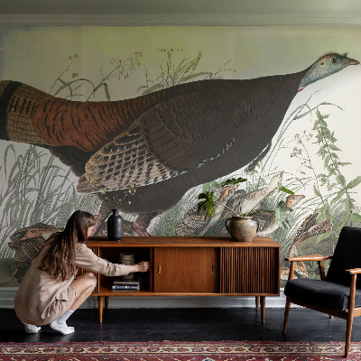 Removable wall mural wallpaper with a natural harmony design