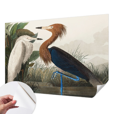 Peel and stick wall mural for kids' room with a birds-in-plants design