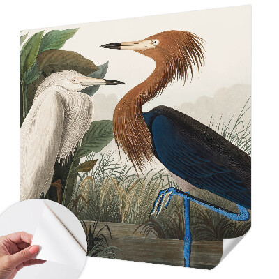 Peel and stick wall mural for kids' room with a birds-in-plants design