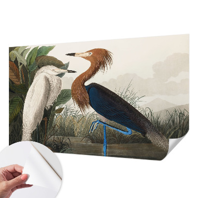 Peel and stick wall mural for kids' room with a birds-in-plants design