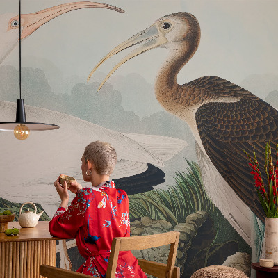 Peel and stick wall mural for bedroom with a pair of birds